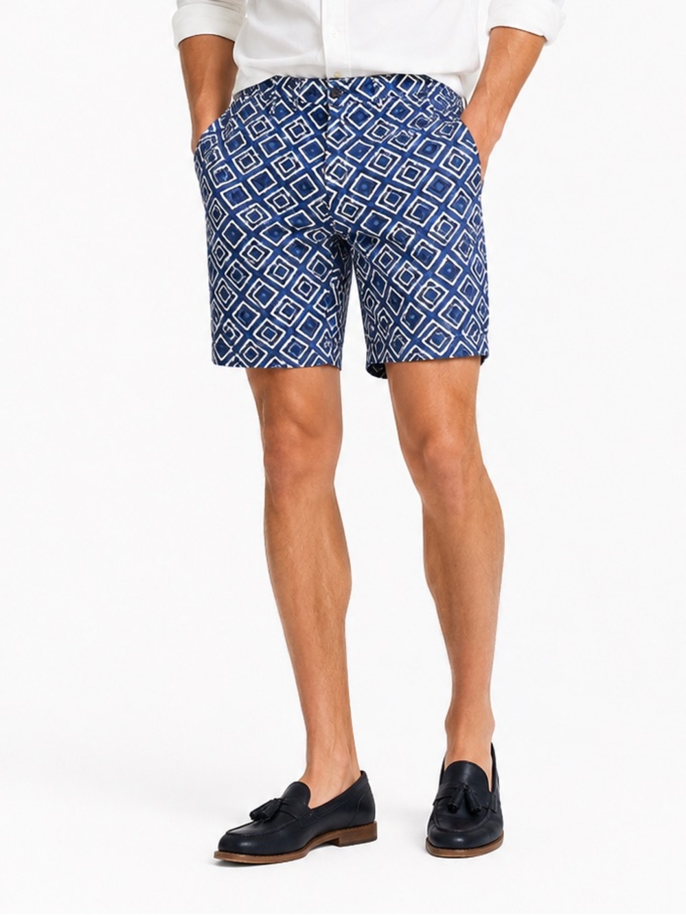 Mason’s Realthing Limited Edition Geometric Shorts Blue White Cotton 36 CMB3007